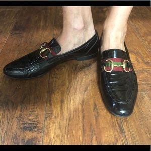 Black Horsebit Ladies Patent Leather Loafer